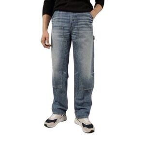 American Eagle Double Knee Carpenter Jeans Men's Size 36X30 Medium Blue Wash NWT